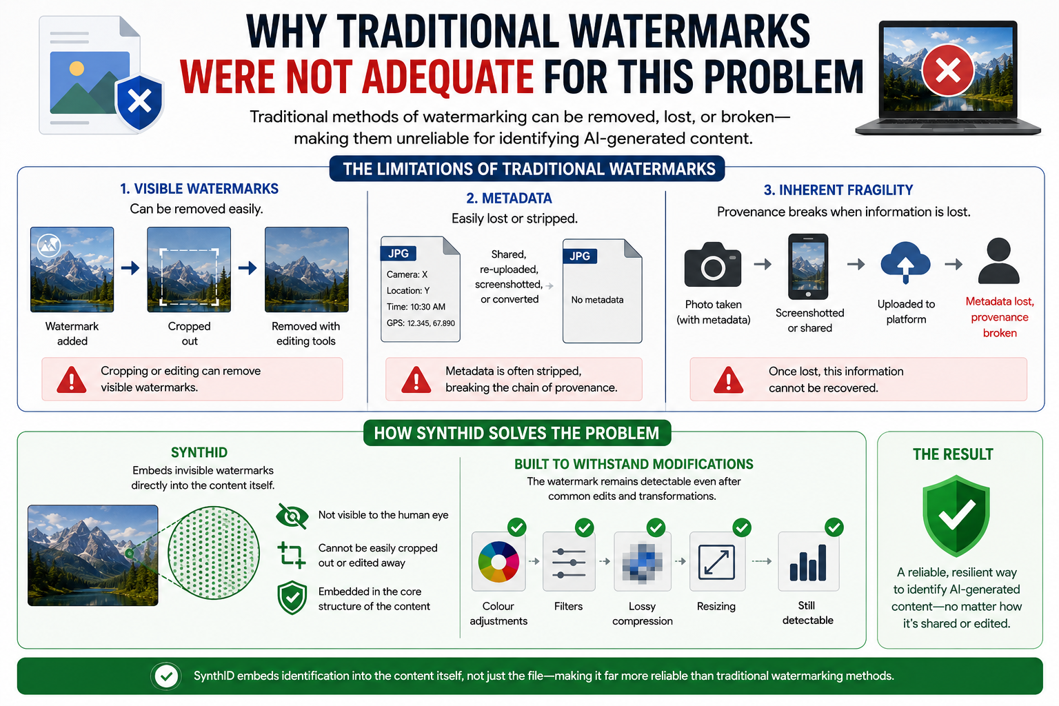 Why traditional watermarks were not adequate for this problem