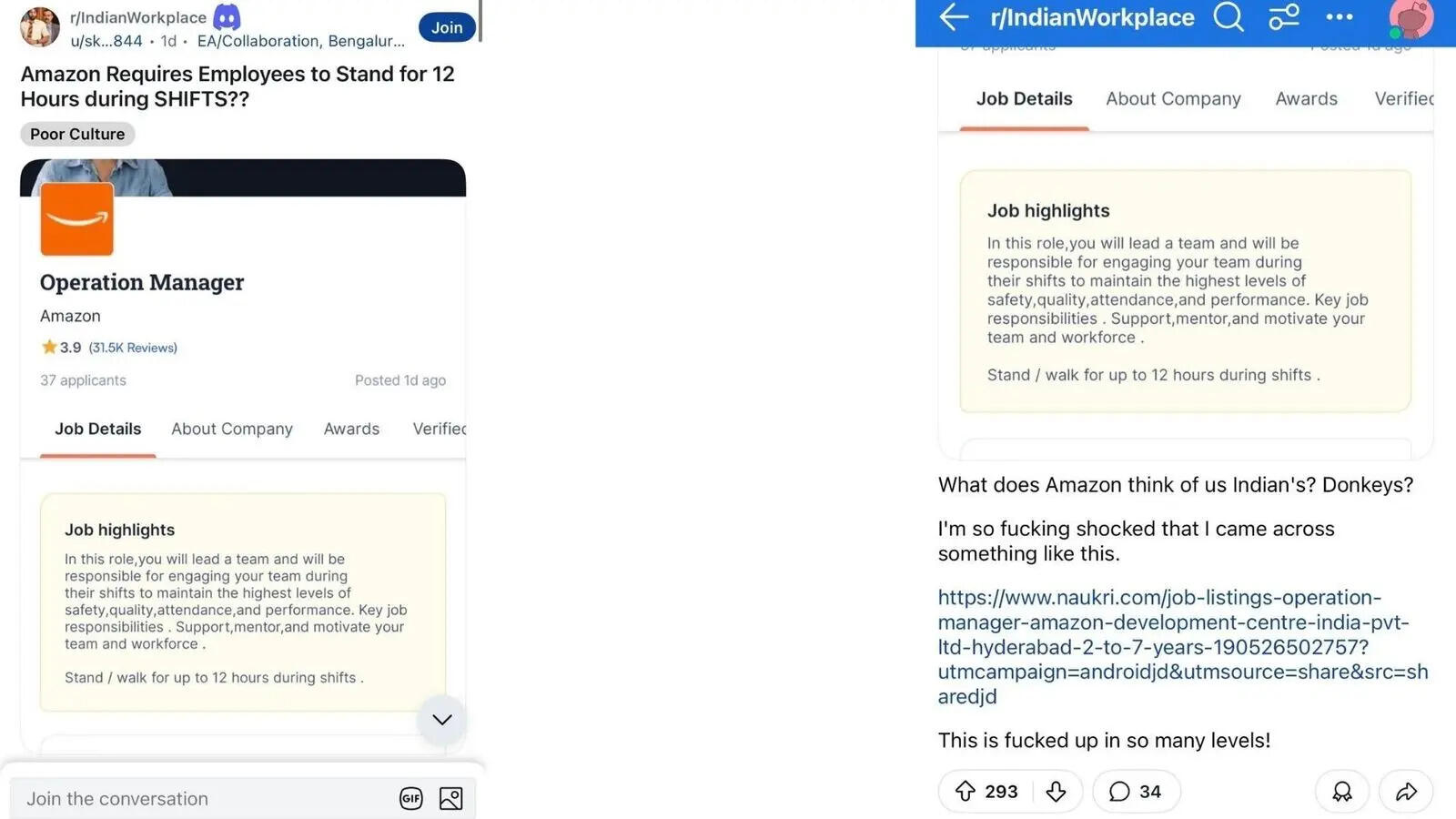 ‘What do they think of Indians? Donkeys?’: Amazon job post sparks outrage over ‘12-hour standing’ shifts