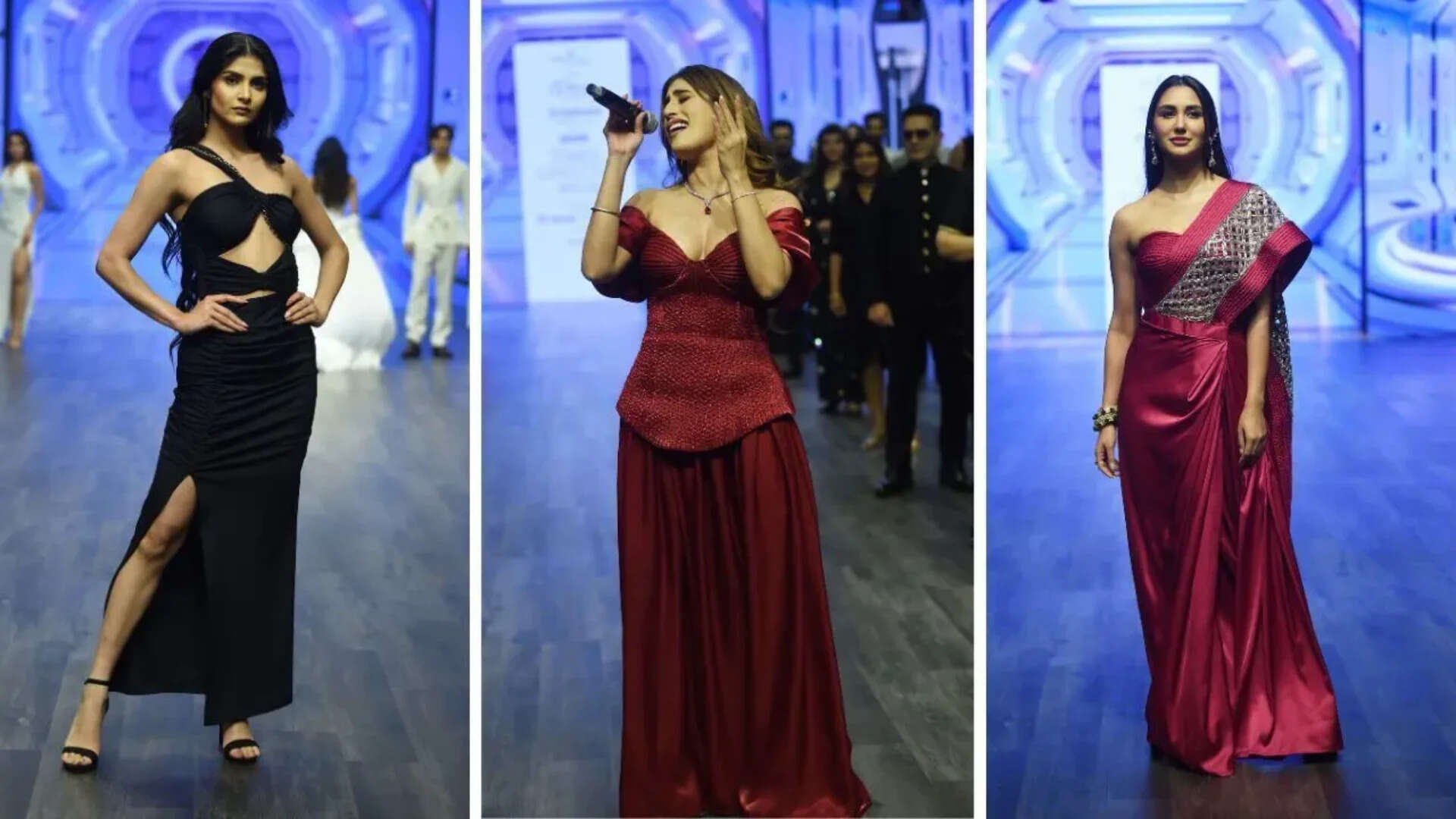 Singer Akasa Singh (C) serenaded models while Nikita Dutta (R ) turned showstopper Singer Akasa Singh (C) serenaded models while Nikita Dutta (R ) turned showstopper