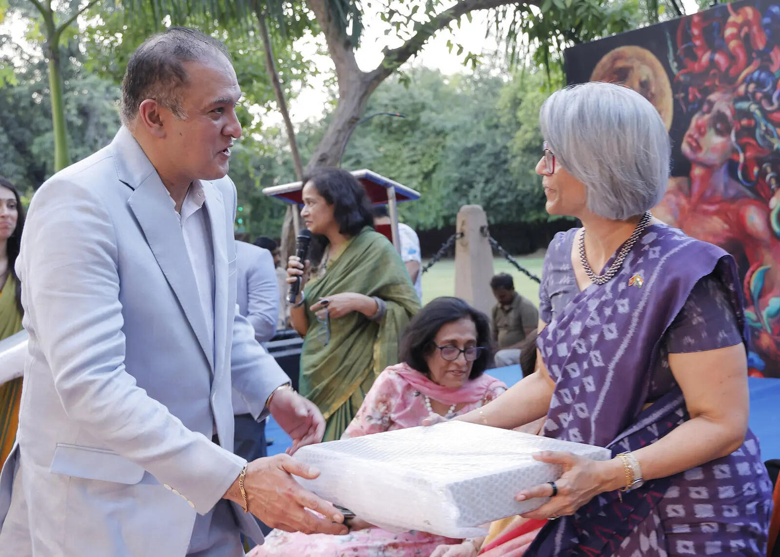 Vikram Mayor, Director, Gallery Silver Scapes with Mahishini Colonne, High Commissioner of Sri Lanka