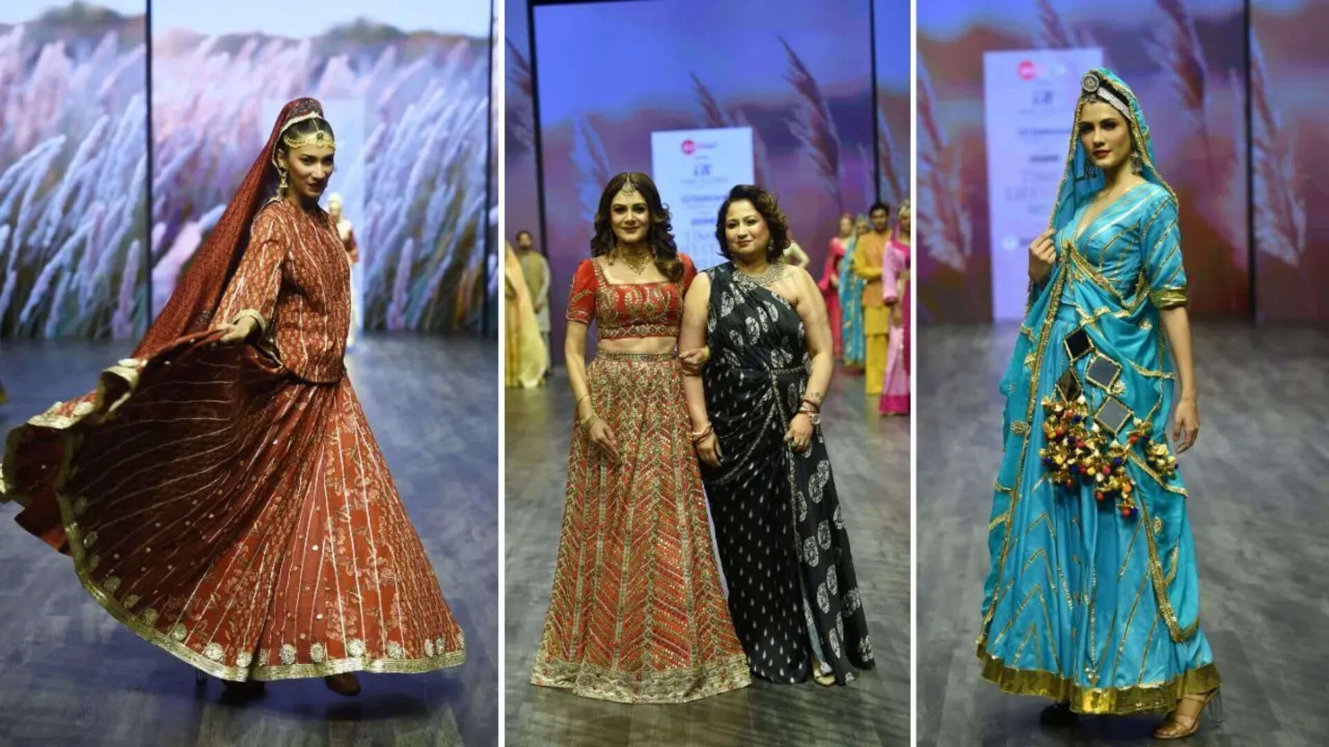 Anchal Kumar (centre left) who turned showstopper for Anju Deswal (centre right) in her Haryana-inspired collection Anchal Kumar (centre left) who turned showstopper for Anju Deswal (centre right) in her Haryana-inspired collection