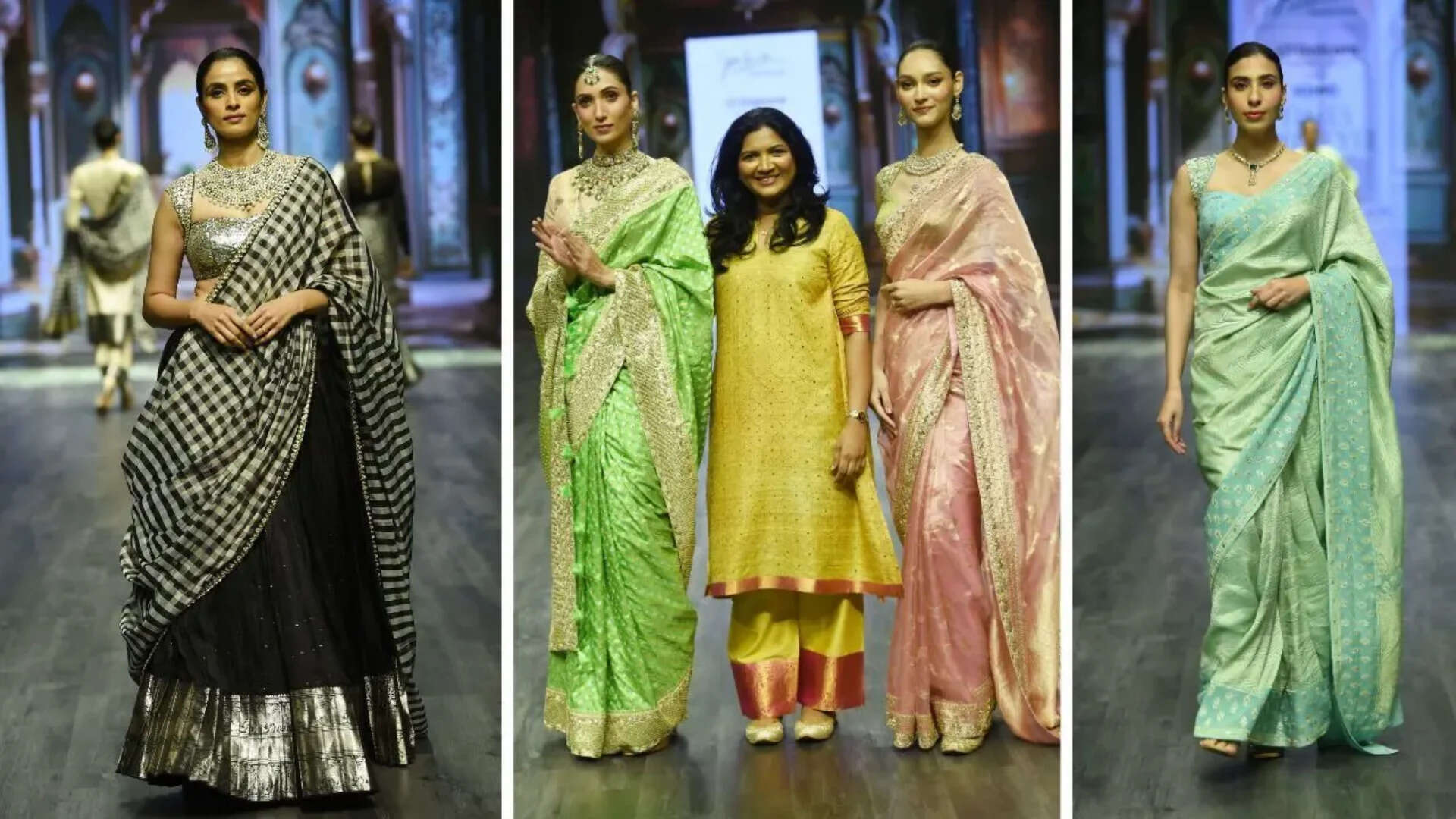 Deepthi Reddy (centre) presented her collection Rekha, inspired by sunrays Deepthi Reddy (centre) presented her collection Rekha, inspired by sunrays