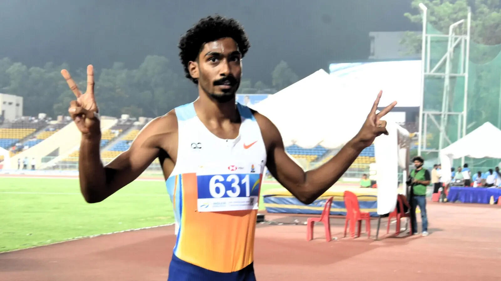 Vishal TK after winning the men's 400m