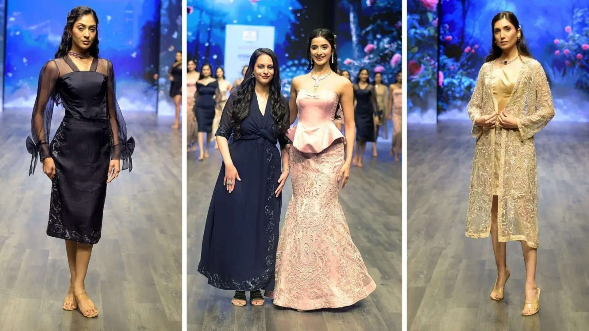 Designer Mehakk Jain and showstopper Mahekk Dhingrra (C)