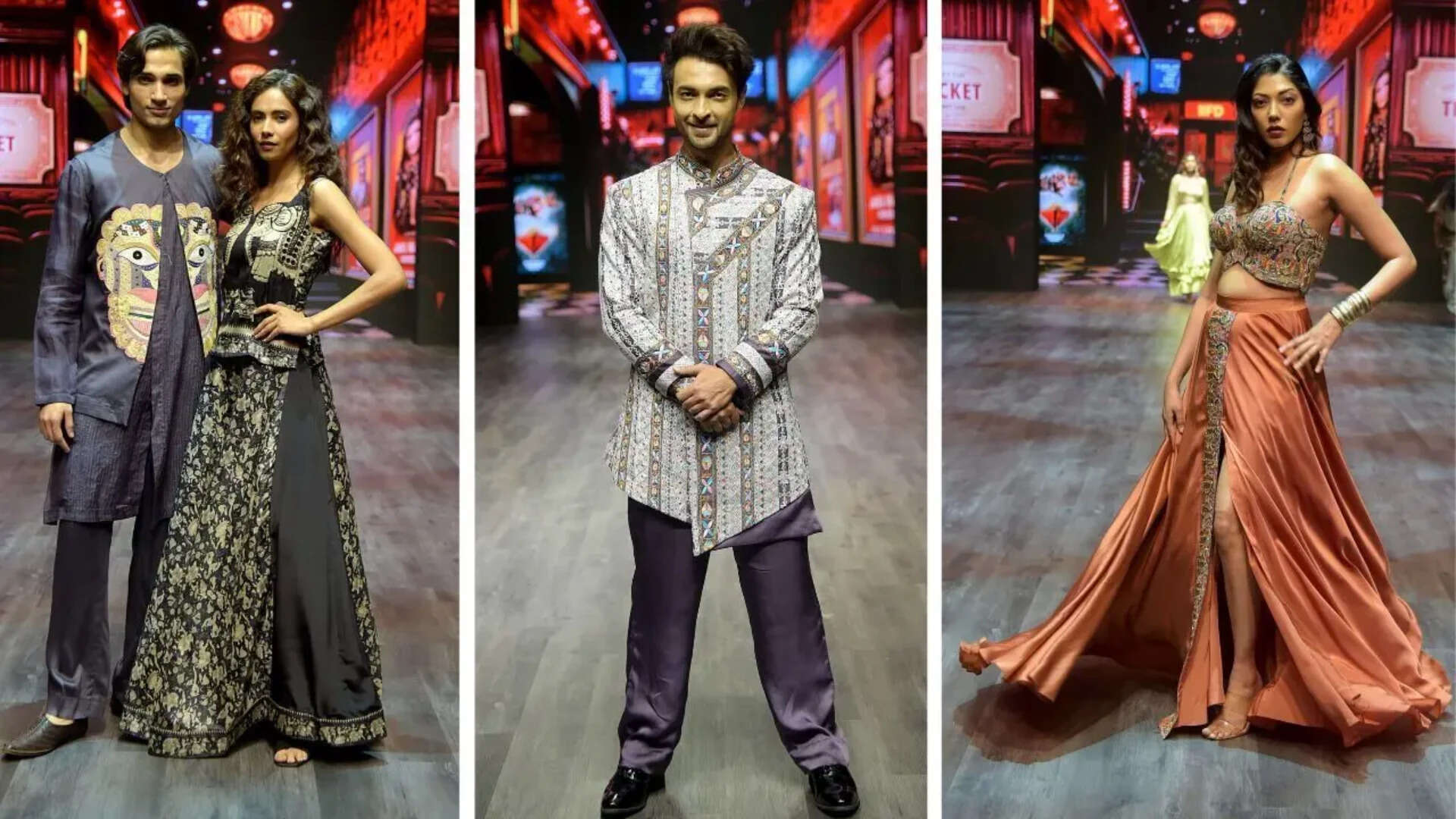 Ayush Sharma (C ) dazzled in students' designs as he turned showstopper for IIFD