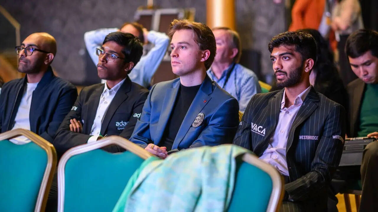 Vaibhav Suri, Praggnanandhaa, Vincent Keymer, and Gukesh (Photo by Michal Walusza Norway Chess)
