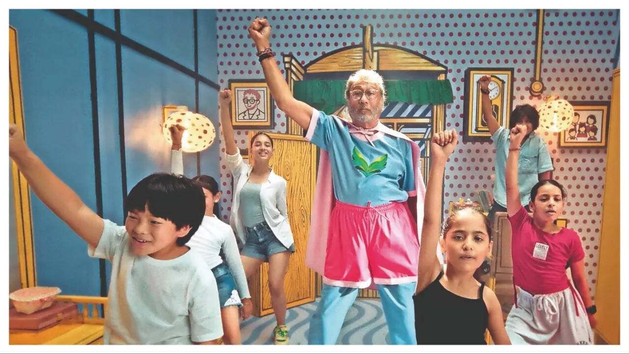 Jackie Shroff in a still from the song Superhero Dada in The Great Grand Superhero