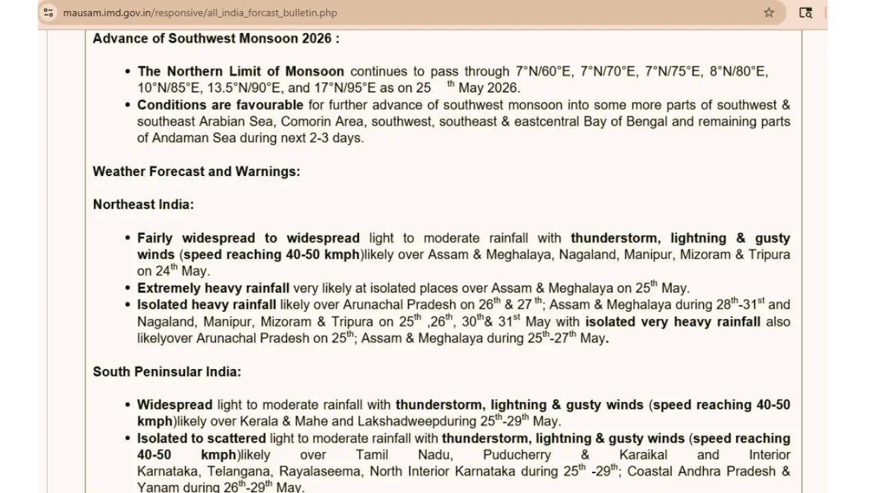 IMD weather update