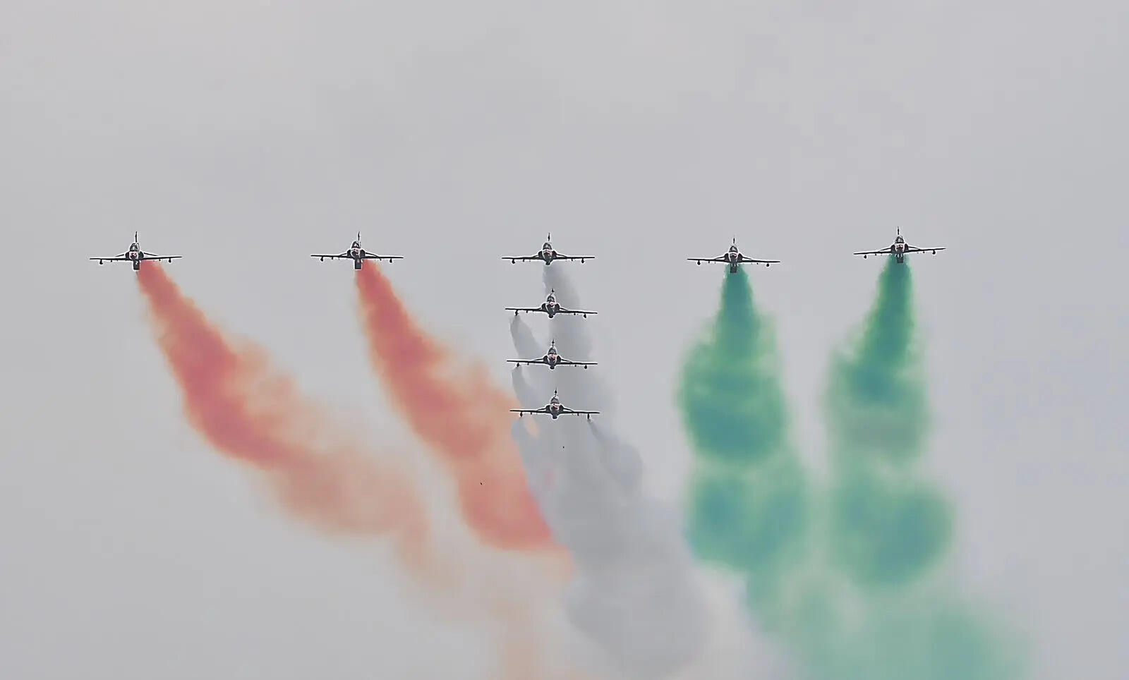 The squad painting the national tricolour across the sky. ​