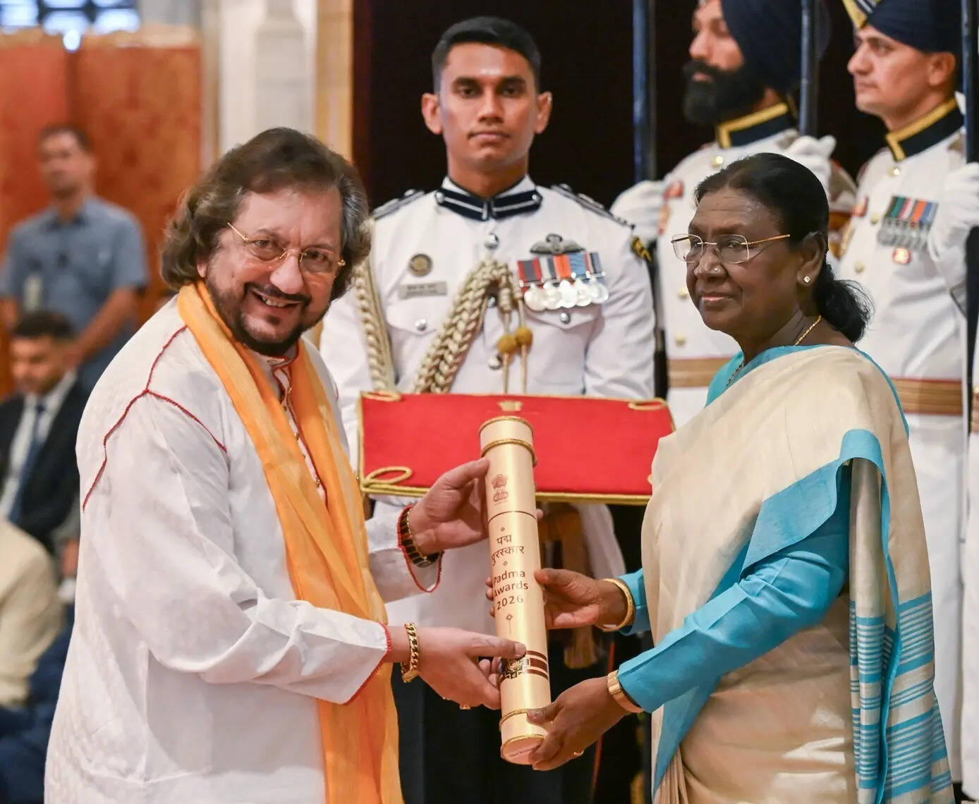 President Droupadi Murmu presents Padma Bhushan award to Kumar Bose at Civil Investiture Ceremony