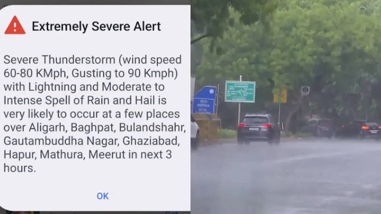 ‘Extremely Severe’ alert buzzes phones as heavy rain lashes parts of Delhi, UP