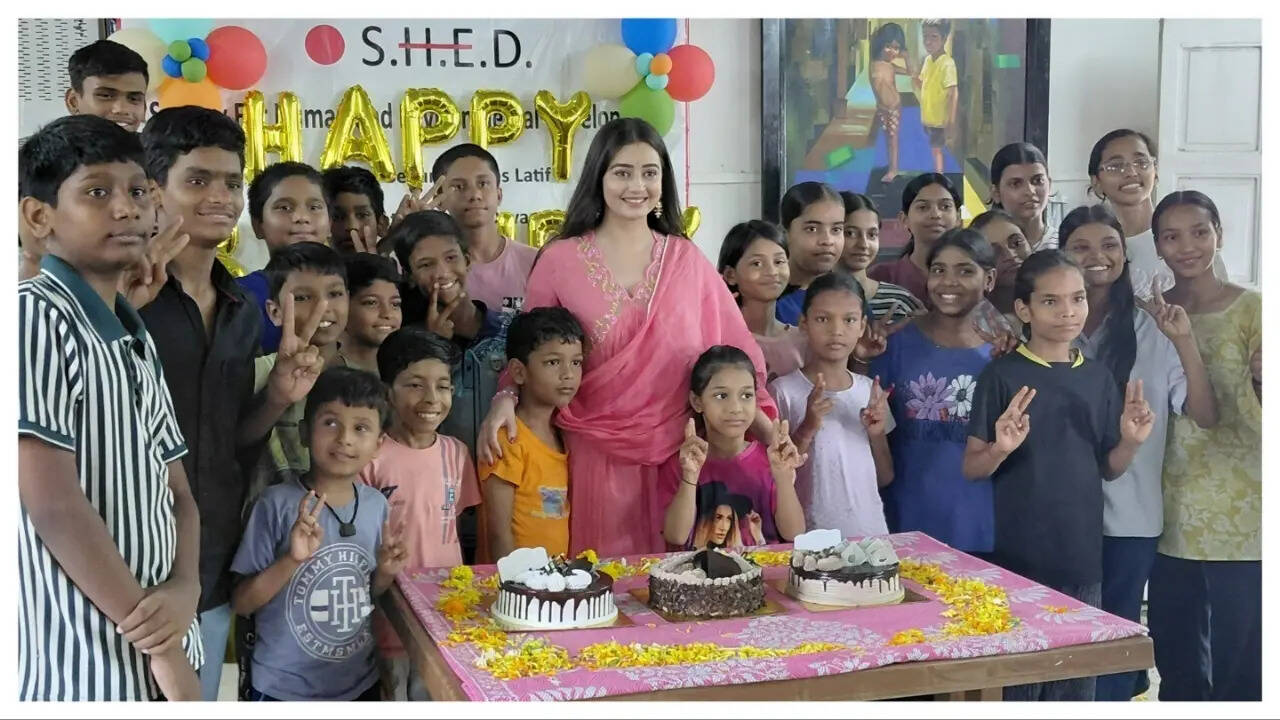 Chahat Pandey during her birthday celebration with children at the SHED Centre