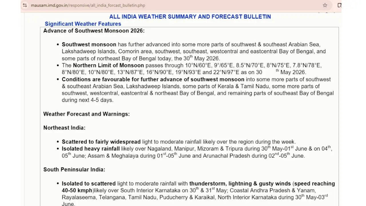 IMD weather update