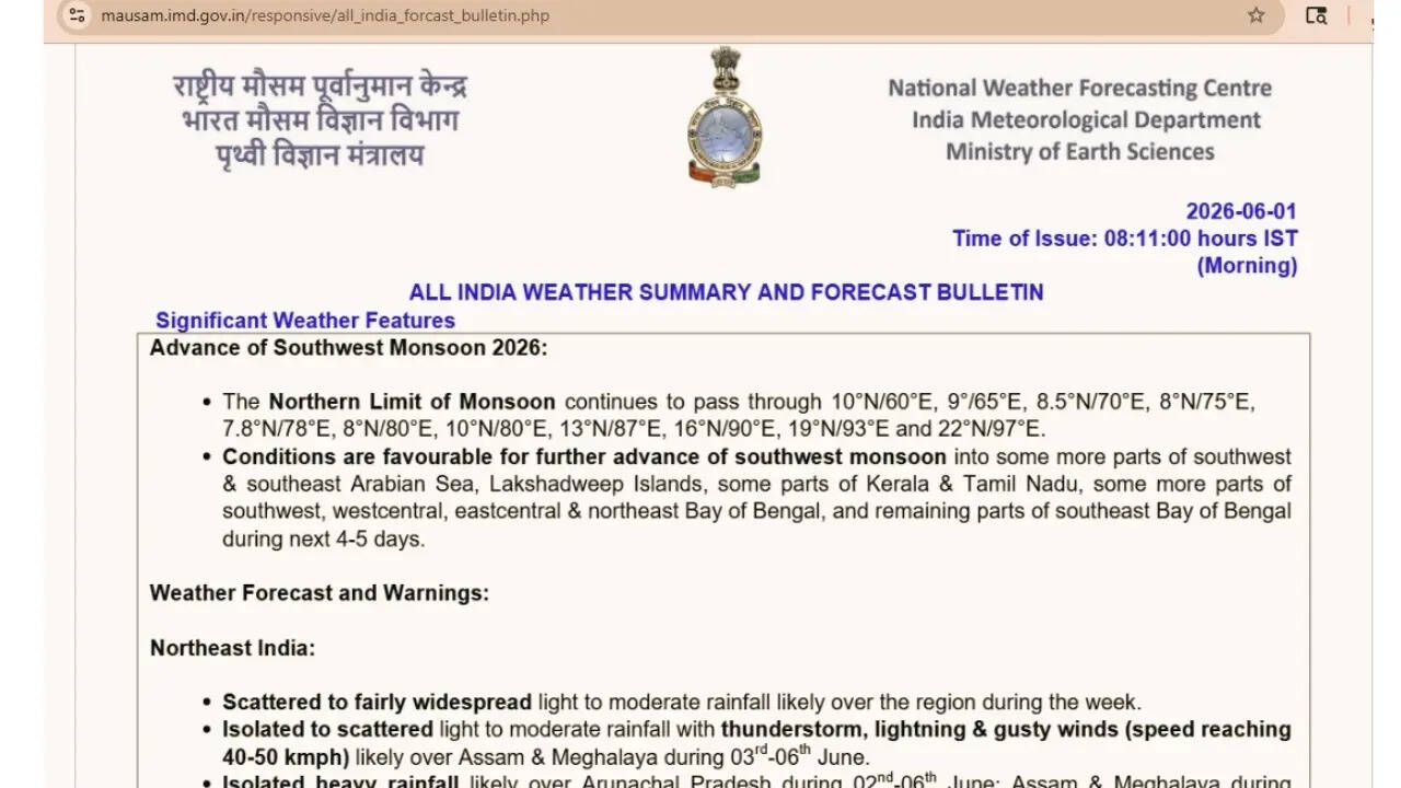 IMD weather bulletin