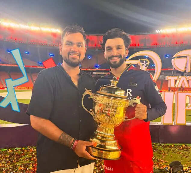 Abhishek Pathrod with Rajat Patidar after RCB won IPL 2025 title (Image credit: Special arrangement)
