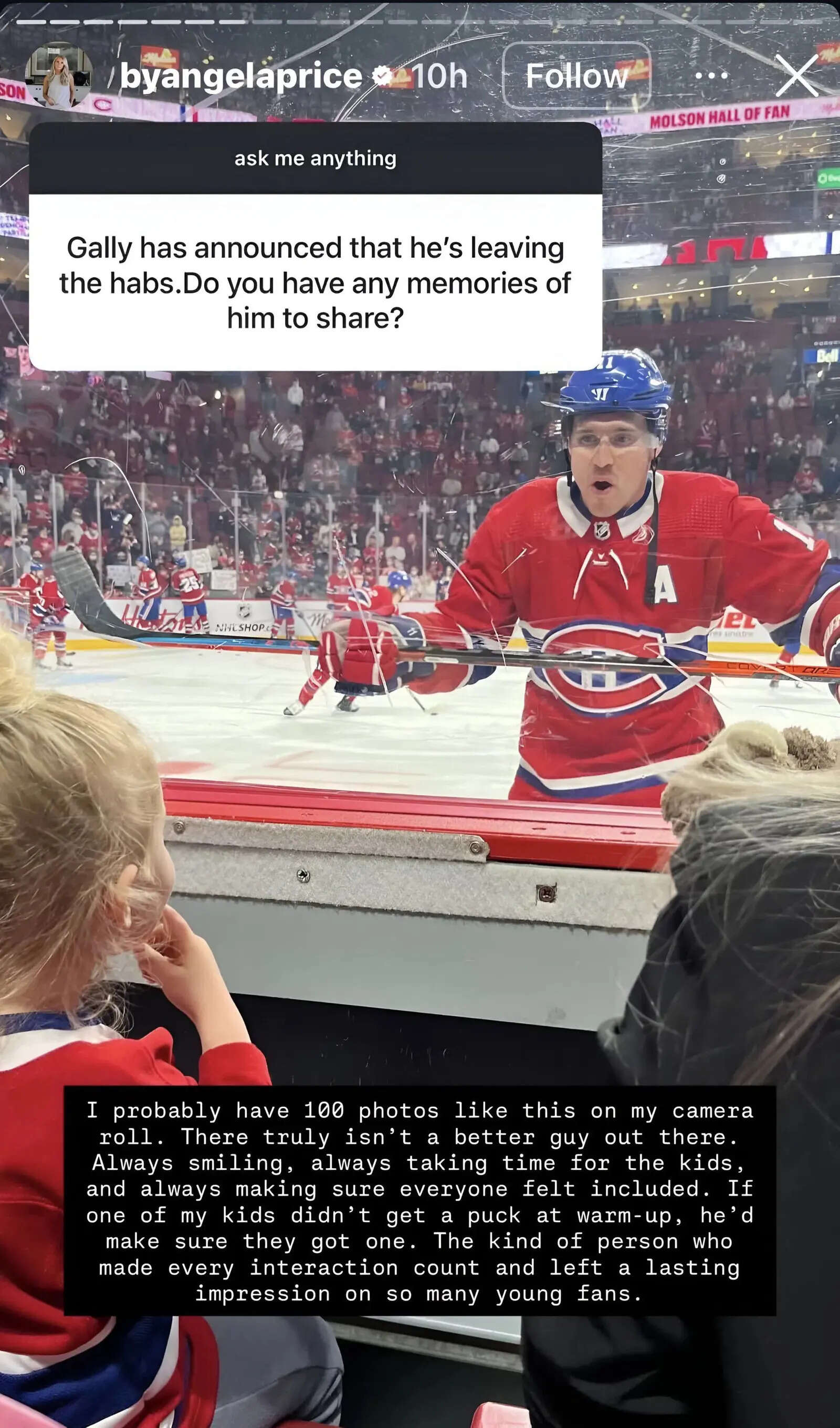 NHL-NHL star Carey Price wife Angela Price praises Brendan Gallagher as Montreal Canadiens veteran announces emotional departure after seasons