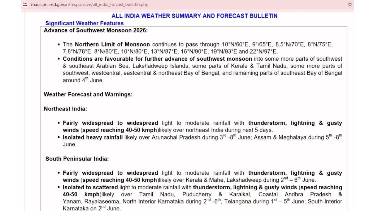 IMD weather bulletin