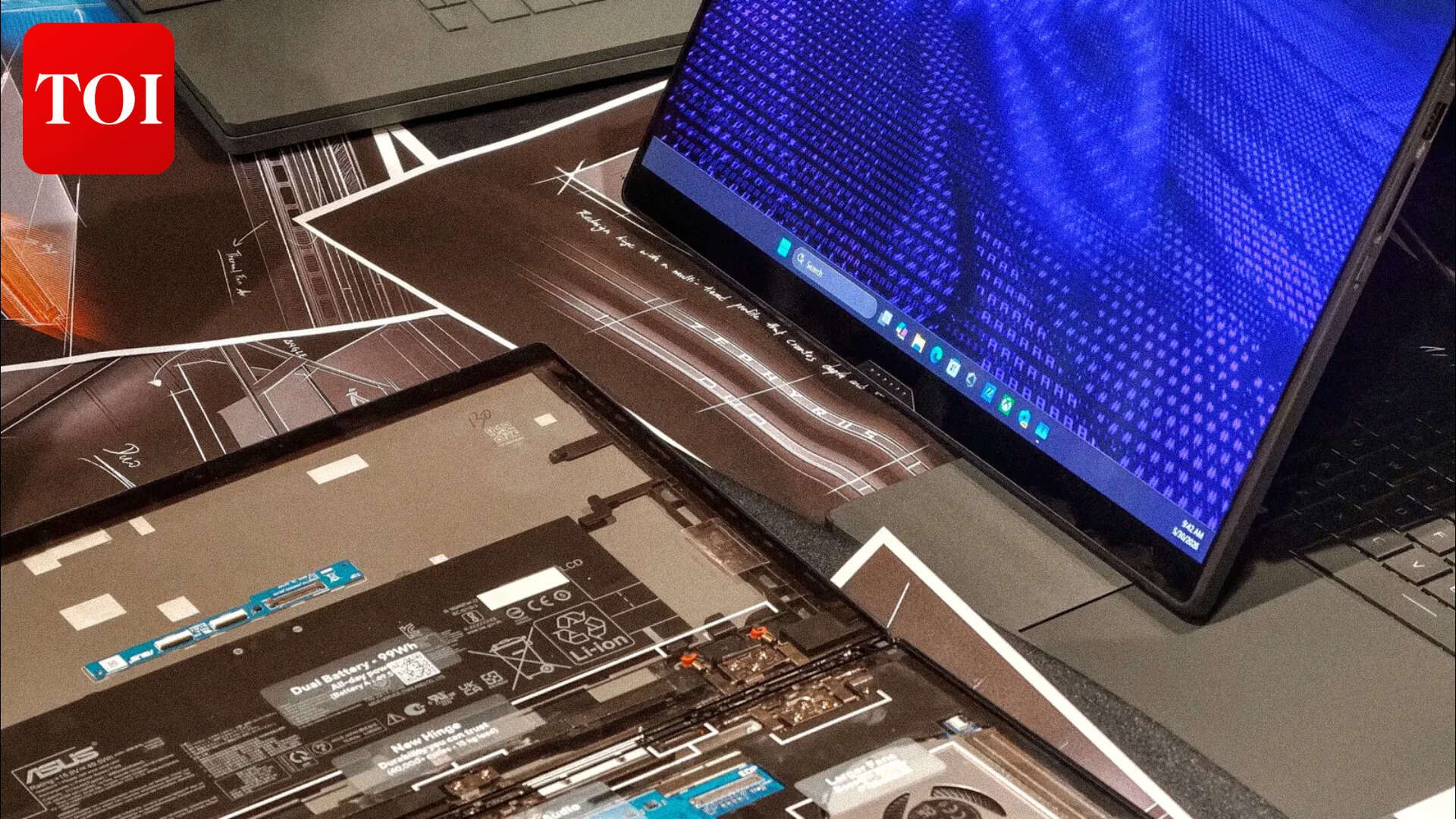 A Zephyrus Duo on display at the ADC, with its internals visible. Three years of design work, laid out flat.