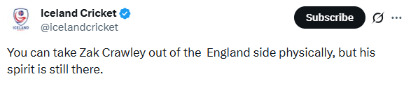 ​Iceland cricket post