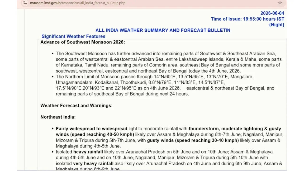 IMD weather bulletin