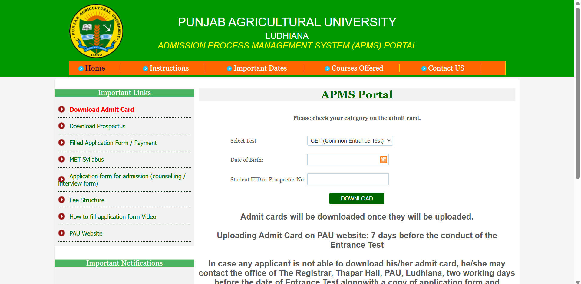 PAU CET 2026 admit card to be released soon at pau-apms.in: Check date, steps to download hall ticket here