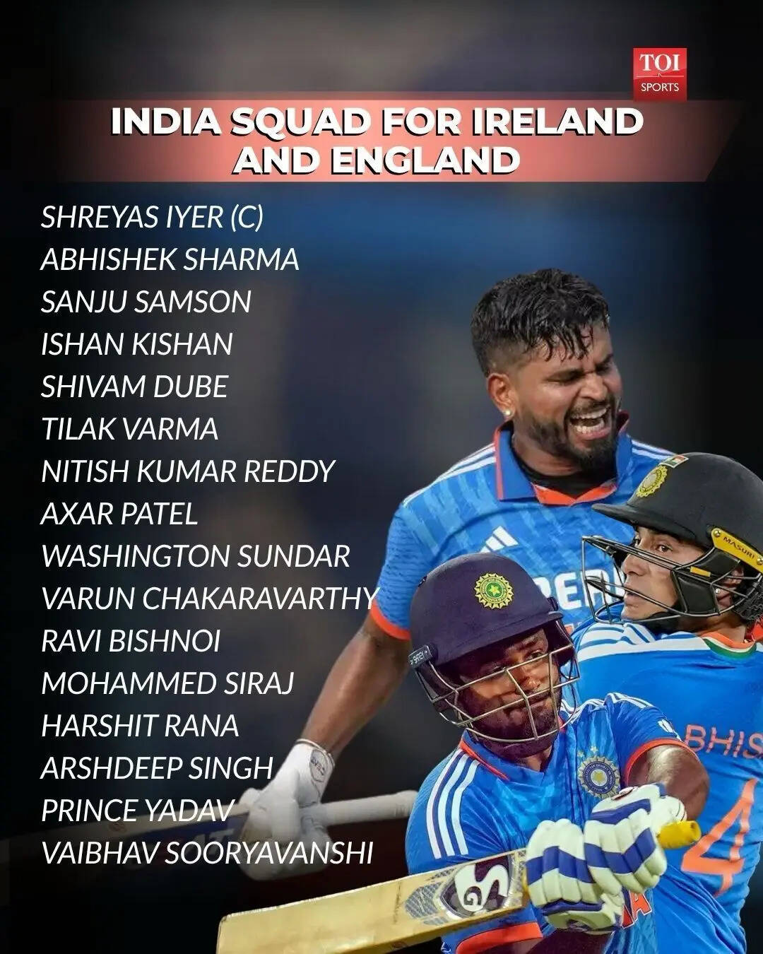 India squad for Ireland and England