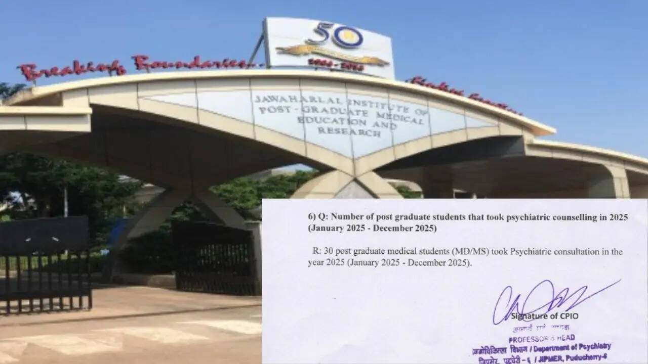 '30 PG doctors sought psychiatric consultation at JIPMER', RTI reply allegedly reveals