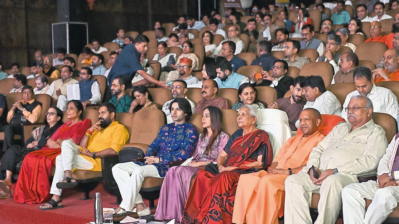 Siddharth Gupta, Sanskruti with Anandiben Patel and Yogi Adityanath during the screening of the film. Sanskruti’s parents, Jayesh and Anar Patel and fiance Ankitt Mohapatra were also present at the screening