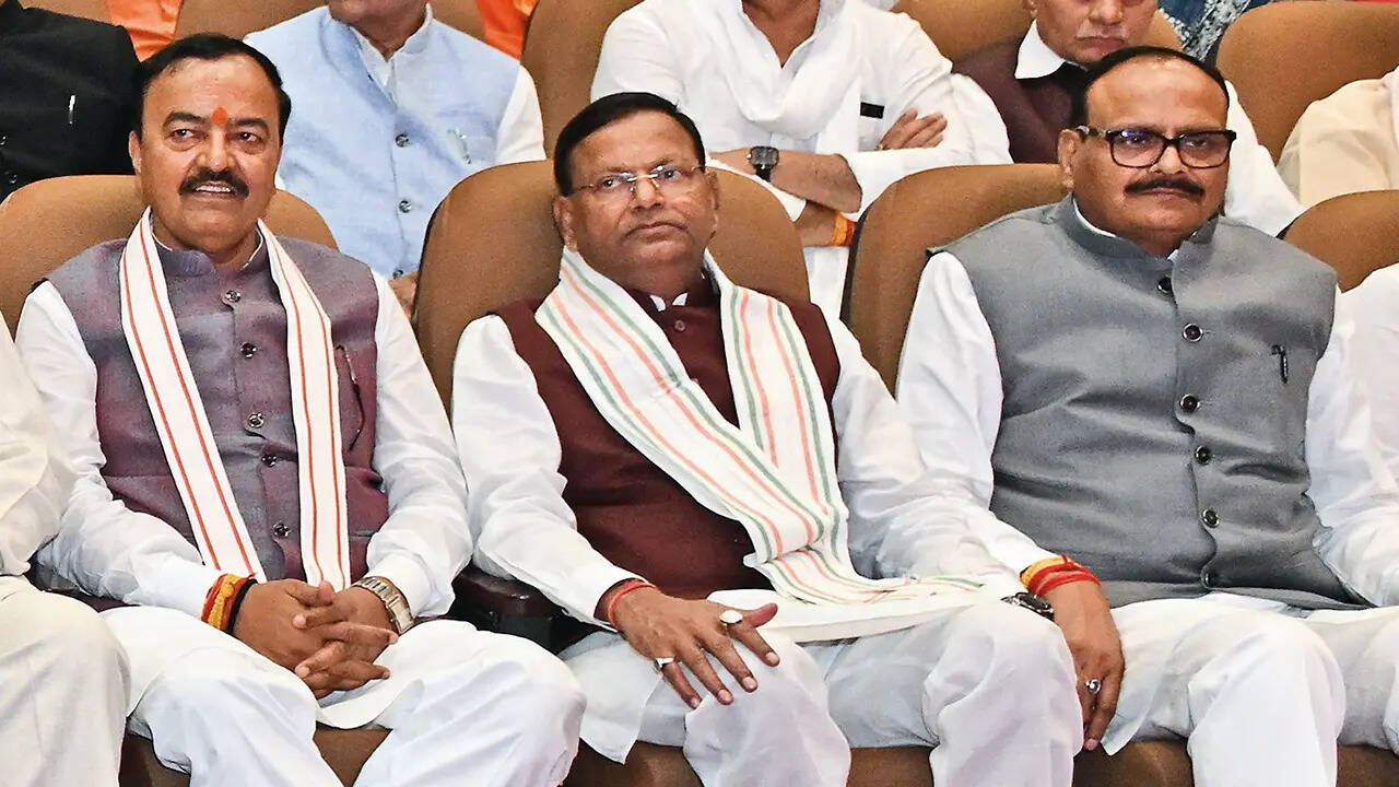 (L-R) Keshav Prasad Maurya, Pankaj Chaudhary and Brajesh Pathak
