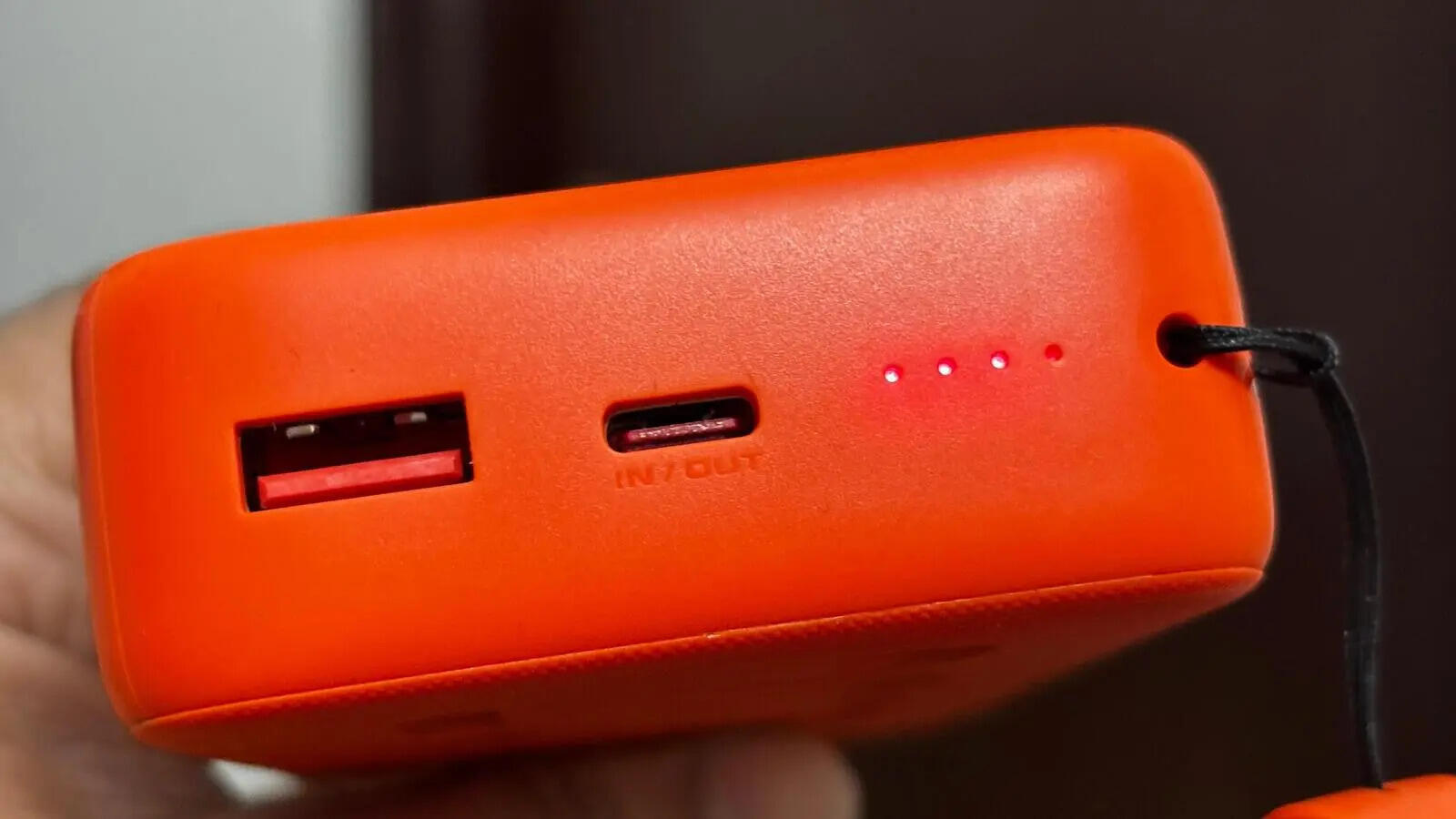 Power inlet/outlet and LED battery indicator