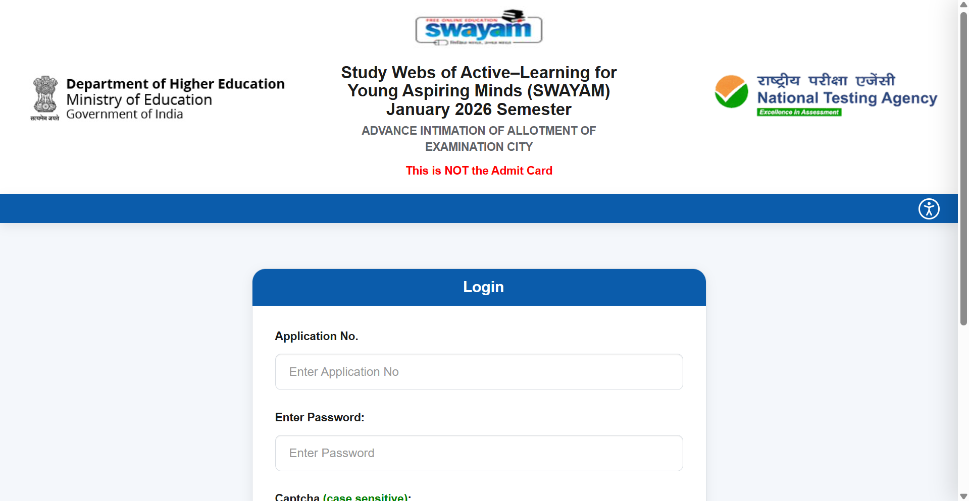 SWAYAM January 2026 exam: Advance city intimation slip released, direct link to download here