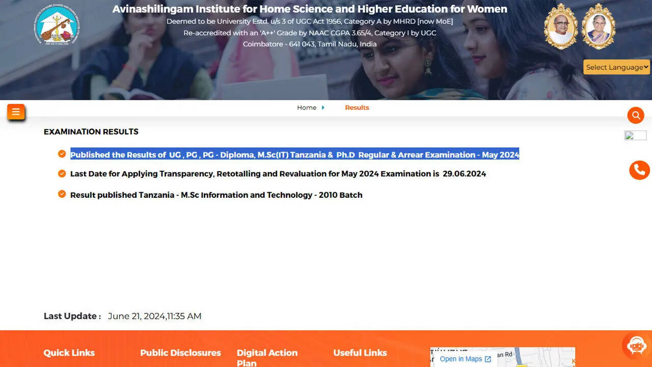 Avinashilingam University UG and PG Results 2026 declared at avinuty.ac.in; download here