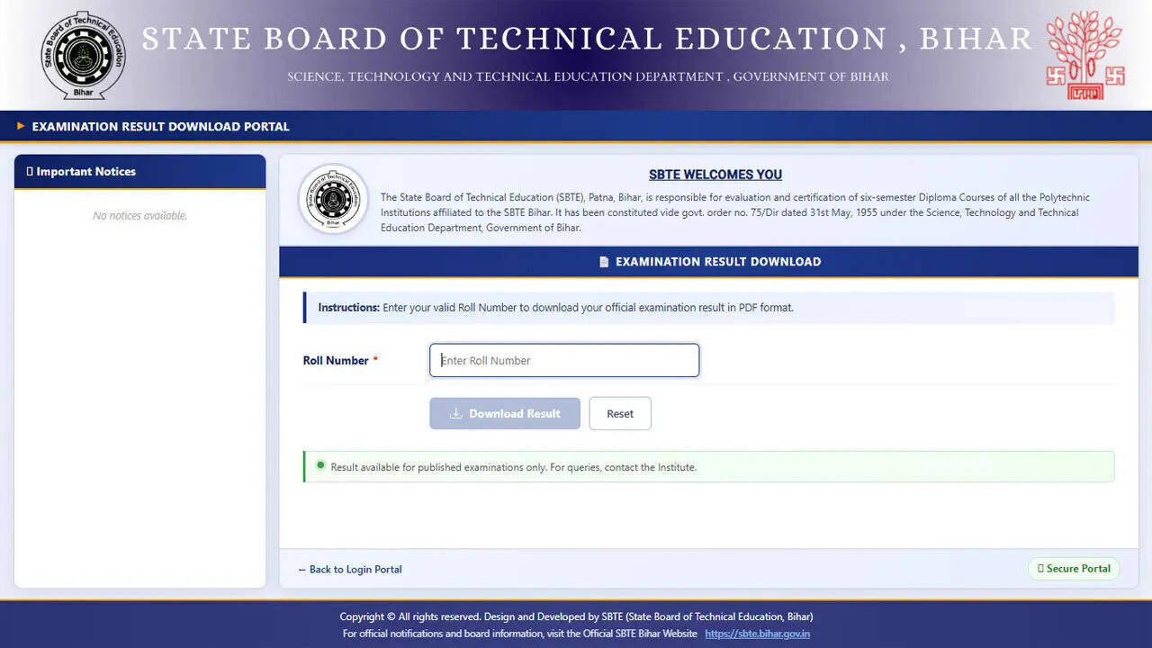 SBTE Bihar diploma even semester results 2026 declared; scorecards available at sbte.bihar.gov.in