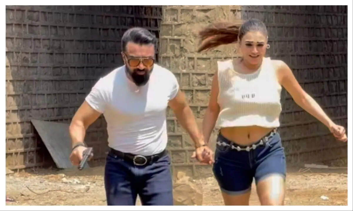 Ajaz with co-actor Sriti Shaw in a still from Pathan The Killer