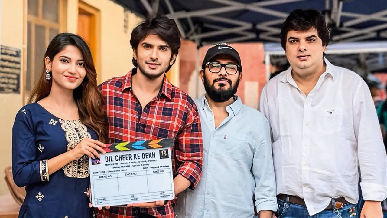 Angel Rai and Anud Singh Dhaka with Sachin Pandey (extreme right) during the shoot