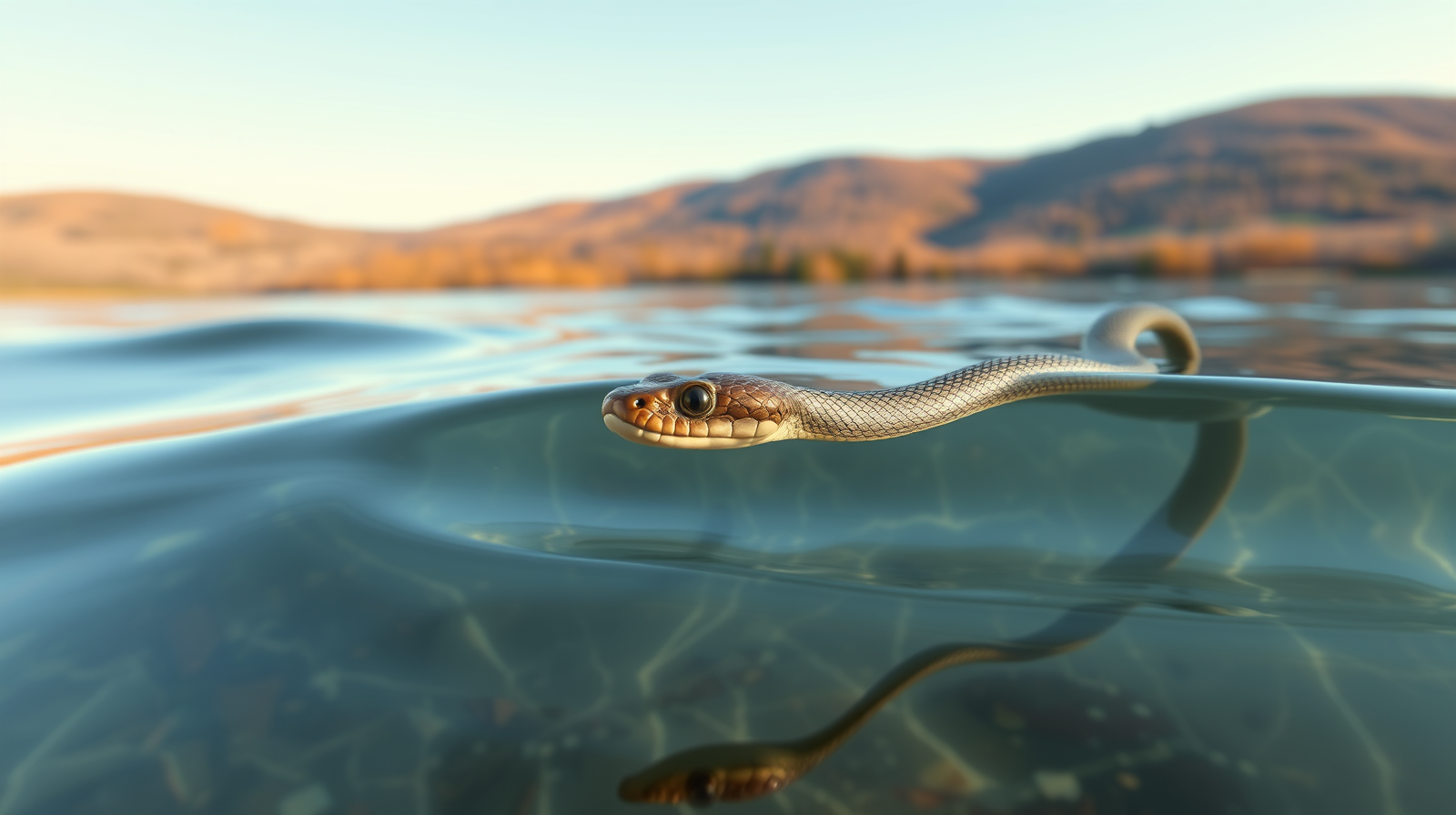 Androscoggin Lake: Warm, shallow waters perfect for snake activity and wildlife spotting