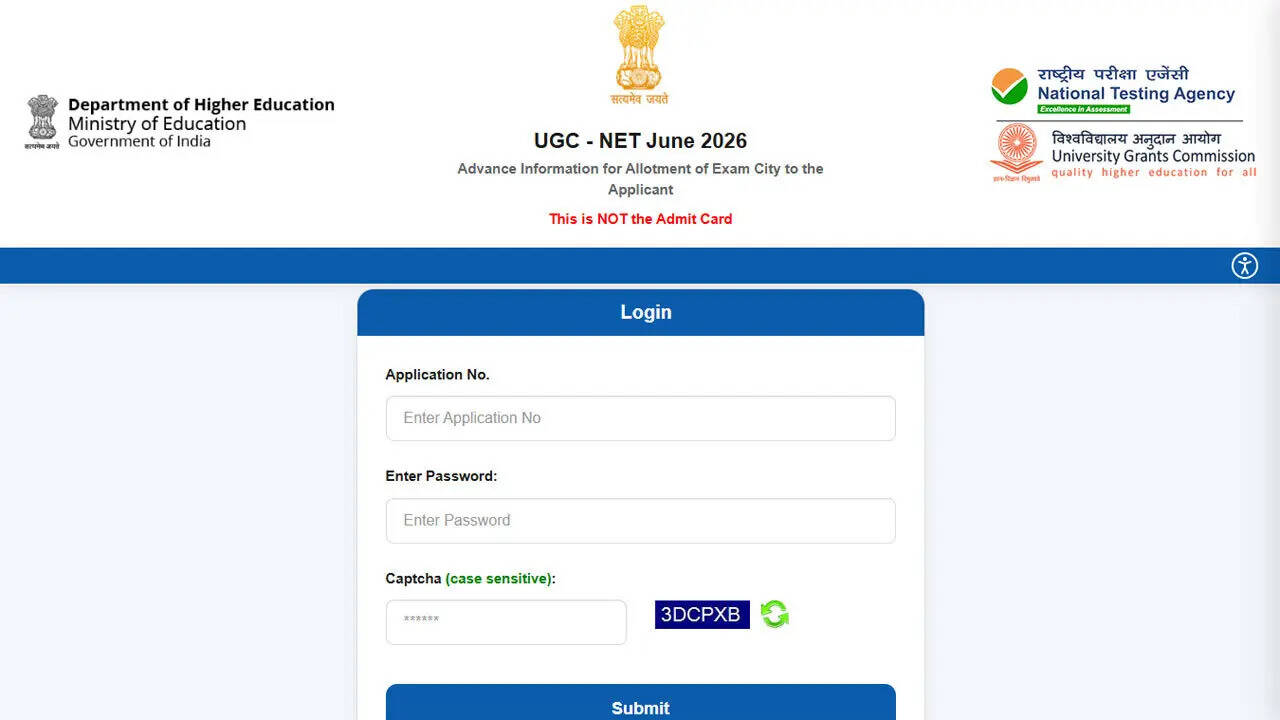 UGC NET city slip out at ugcnet.nta.nic.in for June 2026 exam; check helpline details and download link here