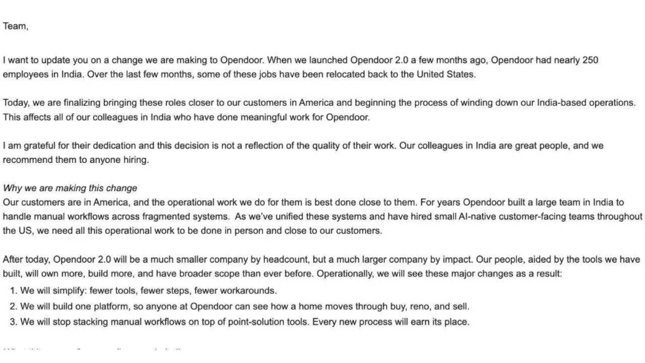 'Saying goodbye to our colleagues': Opendoor shuts India operations, hundreds lose jobs