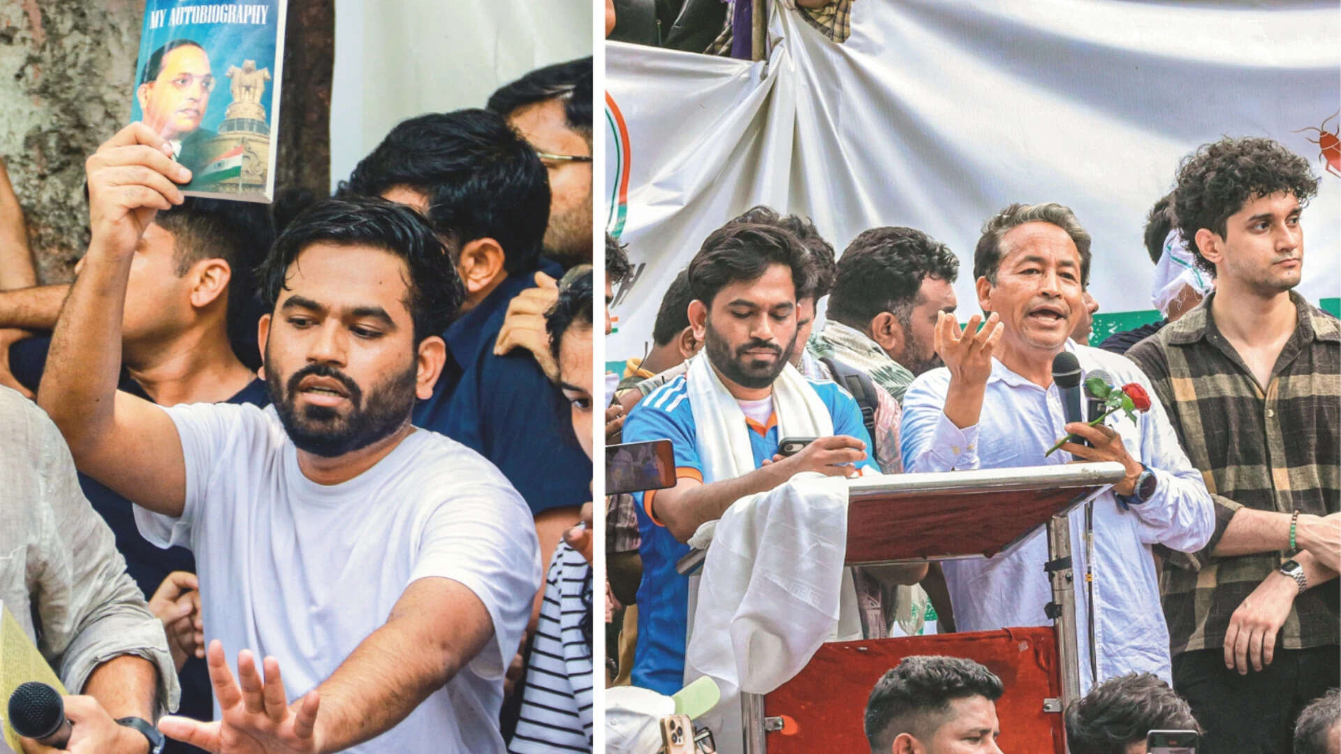CJP Founder Abhijeet Dipke (L) and social activist Sonam Wangchuk (R )