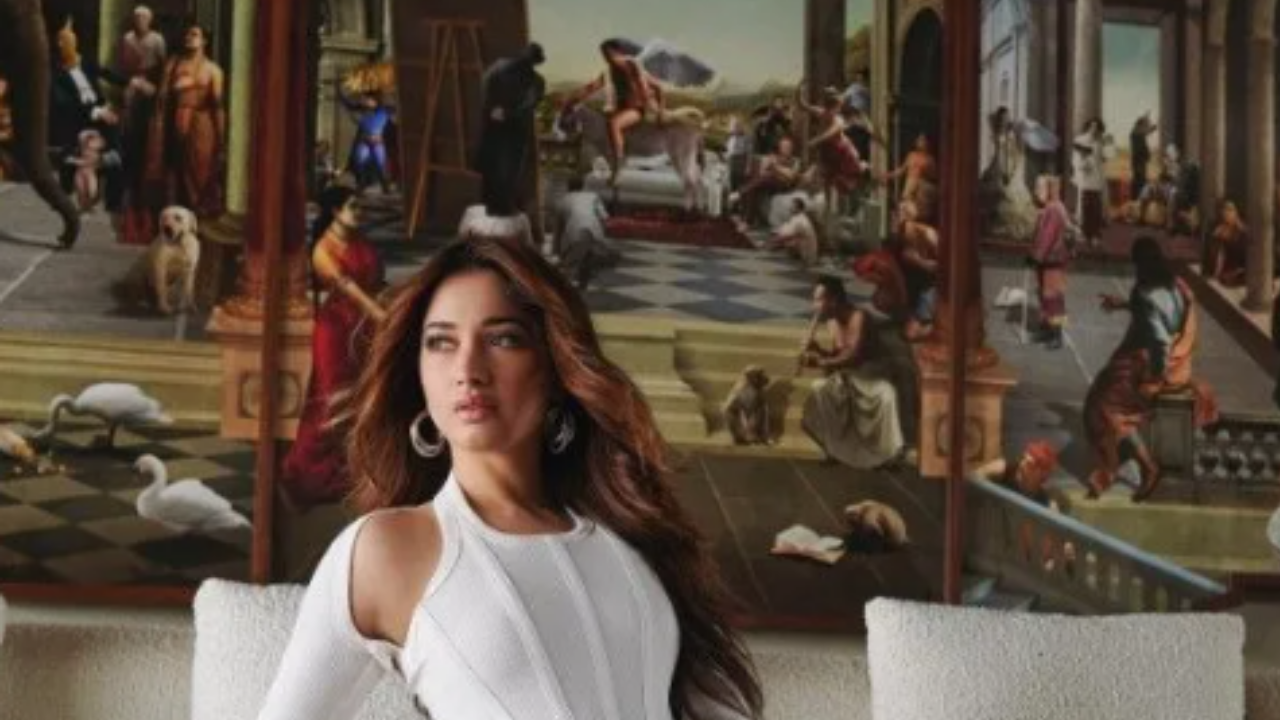 Tamannaah Bhatia's home  has a European-style painting depicting an Indian setting
