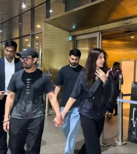 Aamir Khan and to-be-wife Gauri Spratt walk hand in hand at airport ahead of July wedding - Watch