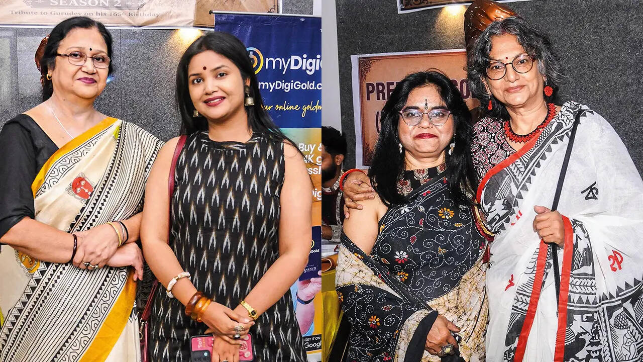 (L) Saswati Basu and Prakriti Basu (R) Prof Seema Sarkar and Kaberi Basu