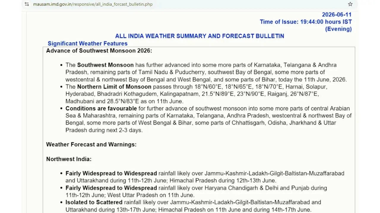 IMD weather update