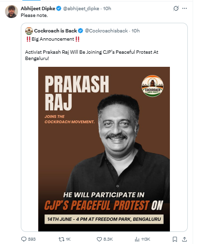 Cockroach Janata Party protest
