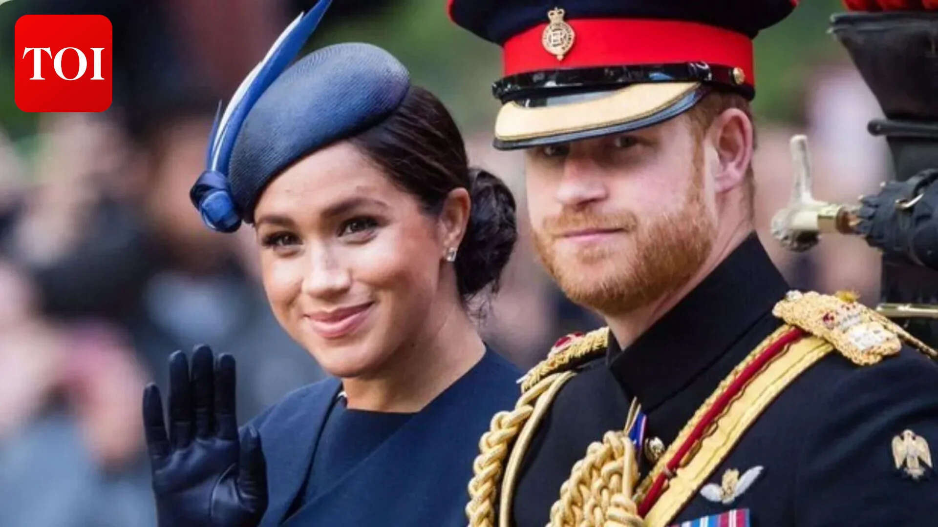 Prince Harry reacts as the royal family attends Trooping the Colour without him and Meghan Markle<br>