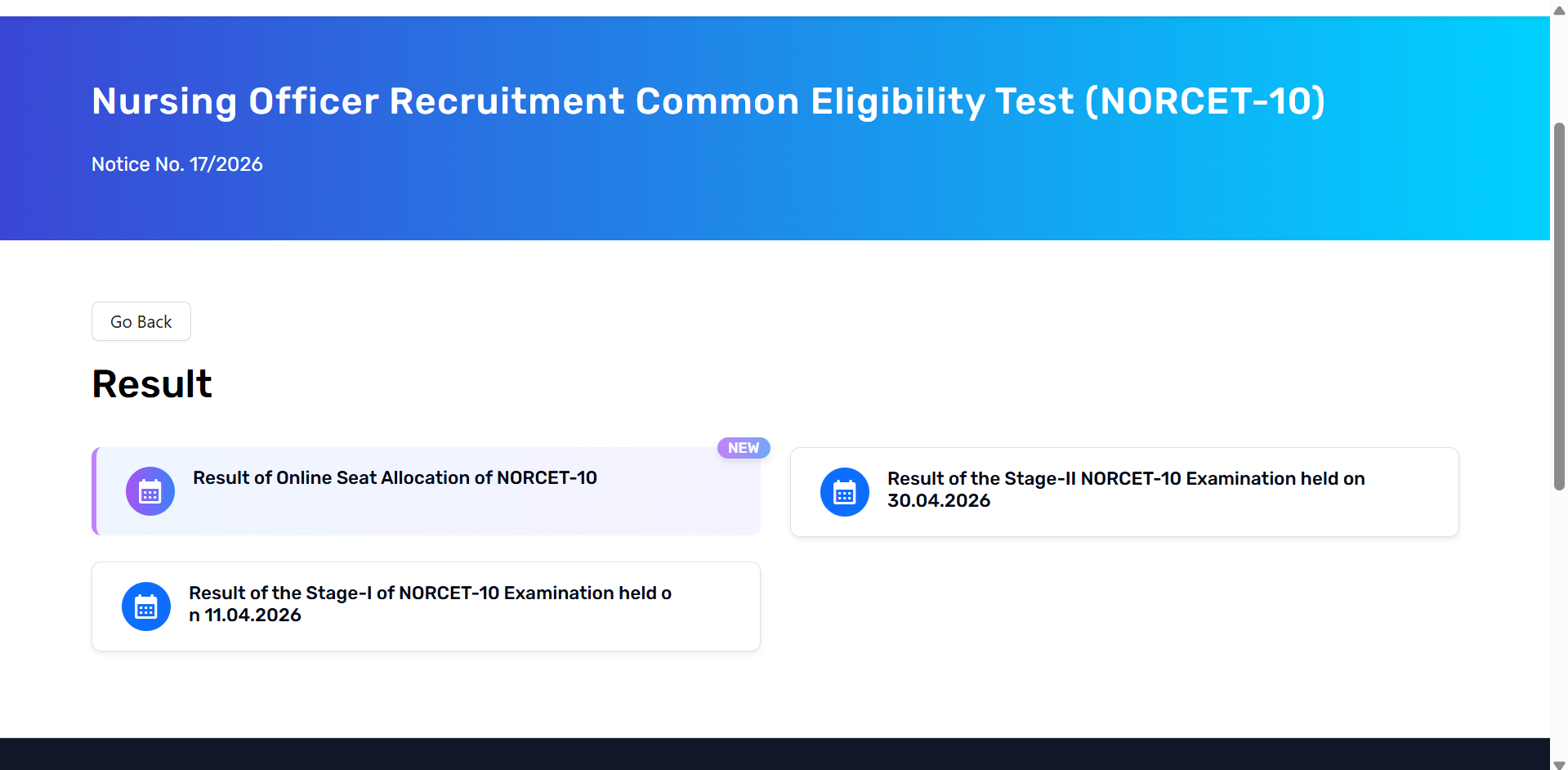AIIMS NORCET 10 seat allotment result 2026 released at aiimsexams.ac.in, download merit list here