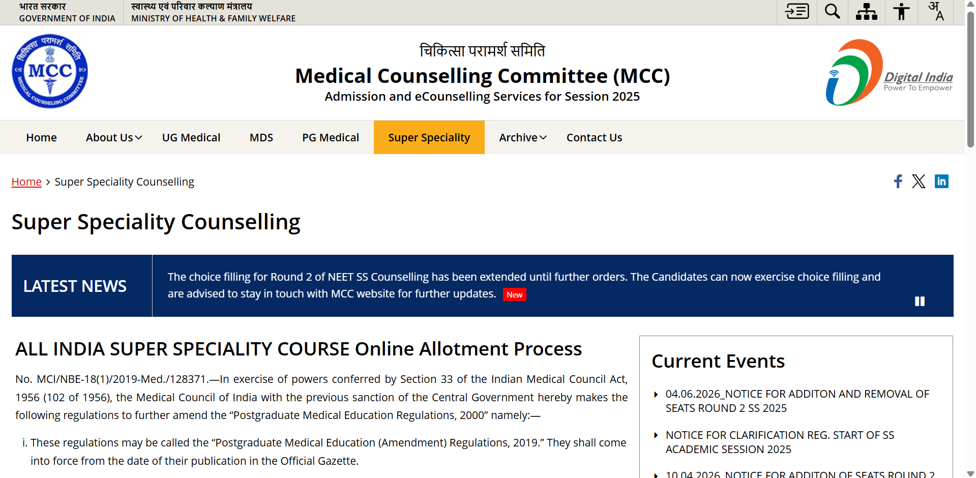 NEET SS counselling schedule 2026: When is MCC expected to announce the next round dates?