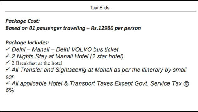 Travel agent's pitch