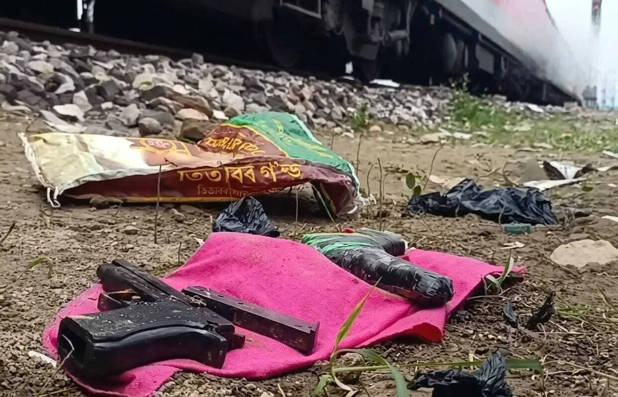 The pistols recovered from near the rail tracks 5fd84c35-af30-478d-84f4-544470e3e84c_Pistols_along_railway_track_.jpg