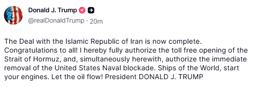 Trump's post on X Screenshot 2026-06-15 032028